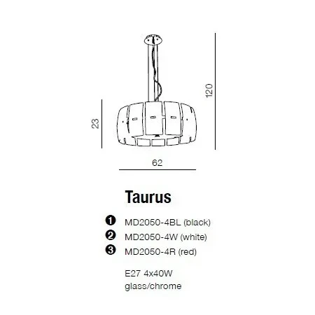 Lampa designerska wisząca TAURUS  biała AZ0145 - Azzardo