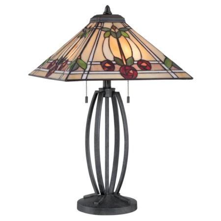 Elstead Lighting - Elegancka lampa na stoł witrażowa TIFFANY RUBY QZ/RUBY/TL