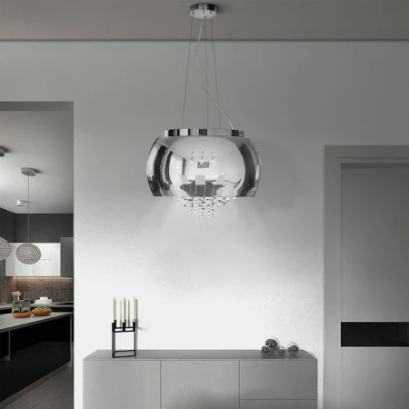 Lampa designerska szklana do salonu  chrom COSMOS koraliki z prześwitami 40 cm 517 - Decorativi