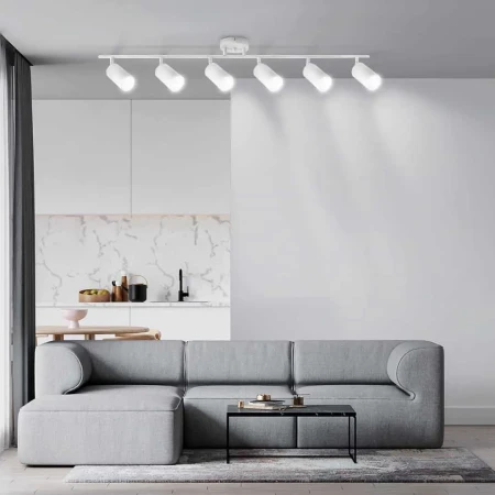 Listwa sufitowa z ruchomym reflektorem szyna 6xGU10 biała 377 - Decorativi