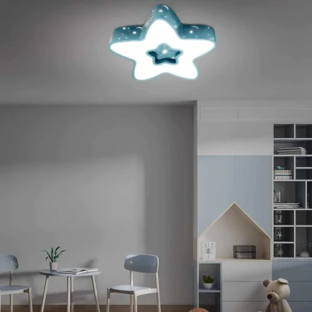 Lampa do pokoju dziecinnego na pilota sufitowa niebieskie gwiazdki 36W 408 - Decorativi