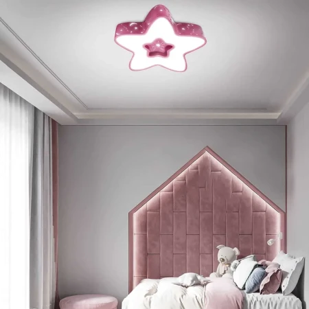 Lampa do pokoju dziecinnego na pilota sufitowa różowe gwiazdki 44W 409 - Decorativi