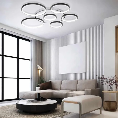 Duża czarna lampa sufitowa GIACOMMO na pilota do salonu LED 140W  443 - Decorativi