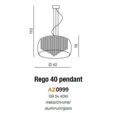 Lampa kryształowa wisząca / Plafon kryształowy REGO 40 AZ0999 - Azzardo