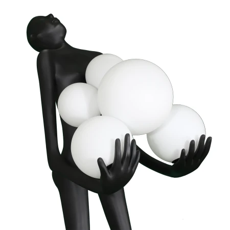 Lampa podłogowa WOMAN Czarna 180 cm posąg F9312 - Step Into Design