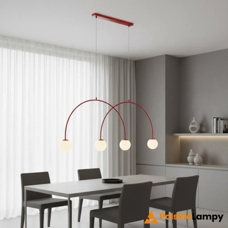 Aldex Lampa wisząca metalowa czerwona 4-punktowa 1116L19_L z serii UNA