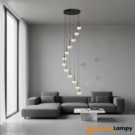 Azzardo Lampa wisząca aluminiowa czarna 12-punktowa AZ6534 z serii SERENITY
