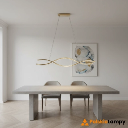 Azzardo Lampa wisząca aluminiowa złota 120cm LED AZ6563 z serii SPARK WAVES