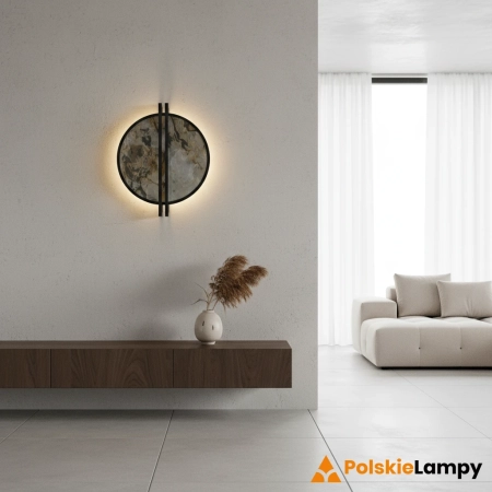Azzardo Kinkiet aluminiowy szary z kamieniem 42cm AZ6663 z serii SATURN