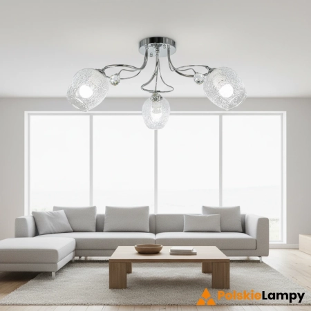 Lampa sufitowa chromowana 3-punktowa szklana 8824/3 z serii BLANCA - Lampy Elem