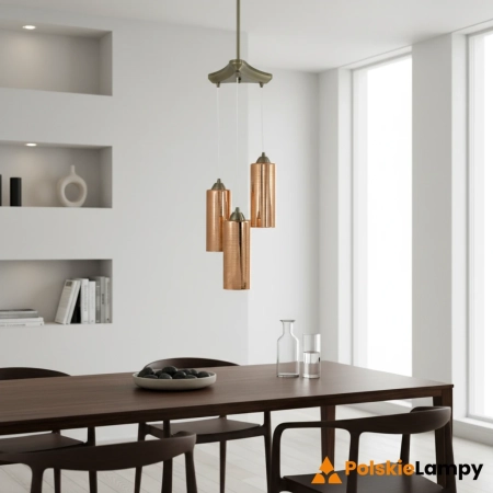 Lampa wisząca 3-punktowa mosiężna ze szklanymi kloszami 1734/3 21QG z serii HALLEY - Lampy Elem