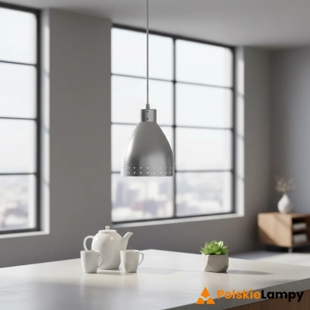 Lampa wisząca metalowa srebrna 20cm 8022/1 z serii KRETA - Lampy Elem