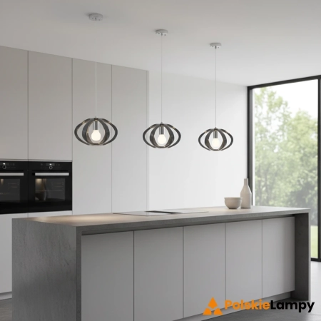 Lampa wisząca metalowa szara nowoczesna 30cm 6760/1 GREY z serii PLASTA - Lampy Elem