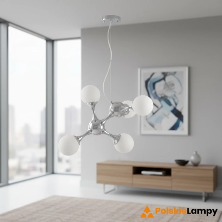Lampa wisząca chromowana 5-punktowa 6775/5 8C z serii Saturn - Lampy Elem