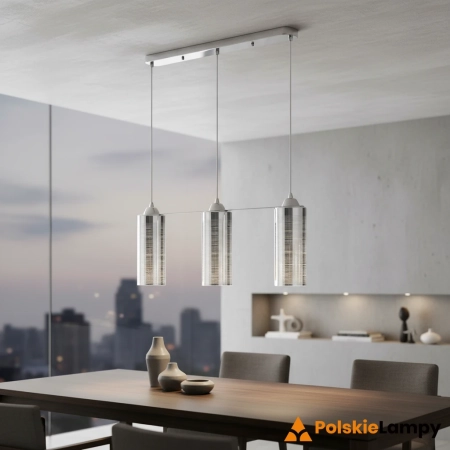 Lampa wisząca chromowana szklana 3-punktowa 6754/3 8C z serii ZOYA - Lampy Elem