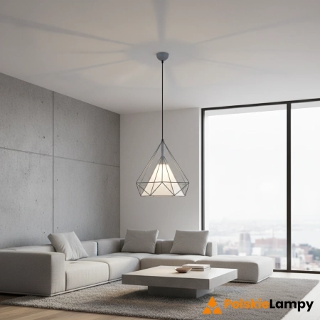 Lampa wisząca loftowa metalowa szara 38cm 8802/1 z serii PIRAMIDA - Lampy Elem
