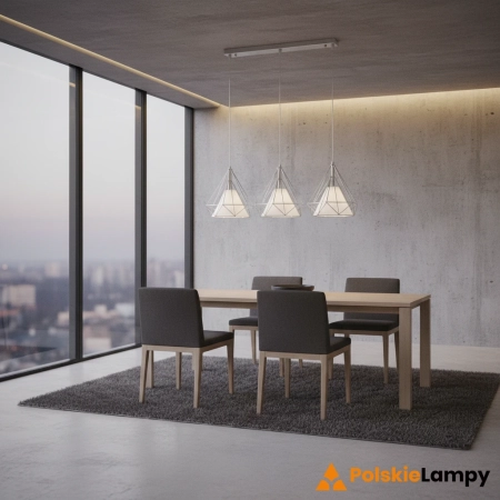 Lampa wisząca loft chromowana 3-punktowa 8803/3 z serii PIRAMIDA - Lampy Elem