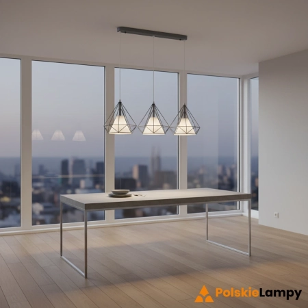 Lampa wisząca loftowa szara 3-punktowa 70cm 8803/3 z serii PIRAMIDA - Lampy Elem