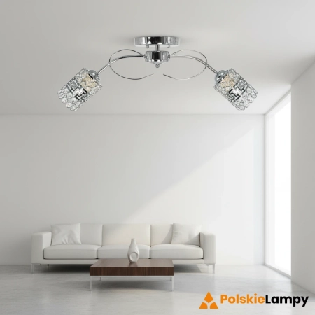 Lampa sufitowa chromowana 2-punktowa z kryształami 8085/2 z serii ATOS - Lampy Elem