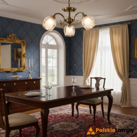 Lampa sufitowa mosiężna 3-punktowa 45cm 9150/3 z serii TAMIZA - Lampy Elem