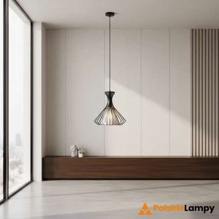 Lampa wisząca metalowa czarna loft 41cm 5105/1 z serii ESTER - Lampy Elem