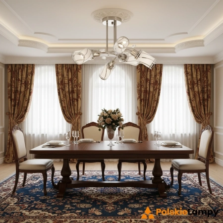 Lampa sufitowa srebrna metalowa 6-punktowa 8267/6 z serii GRACJA - Lampy Elem