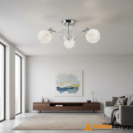 Lampa sufitowa chromowana 3-punktowa 8964/3 z serii WENUS - Lampy Elem