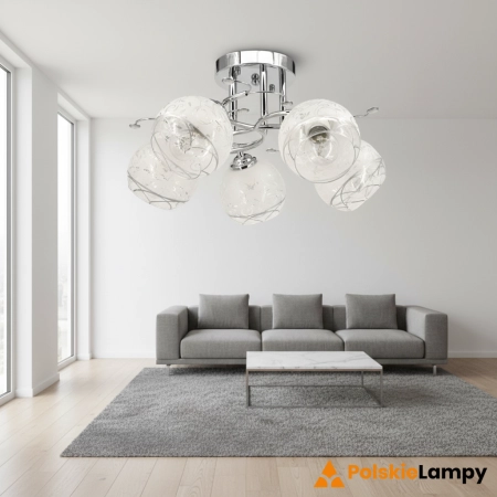 Lampa sufitowa chromowana 5-punktowa 47cm 8836/5 z serii EVITA - Lampy Elem