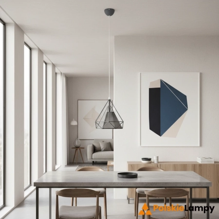 Lampa wisząca loftowa szara metalowa 25cm 8801/1 z serii PIRAMIDA - Lampy Elem