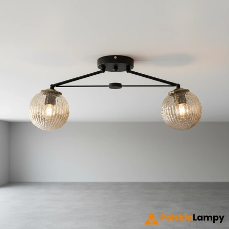 Plafon loft czarny metalowy z dwoma szklanymi kloszami 2100/2 z serii ROSA - Lampy Elem