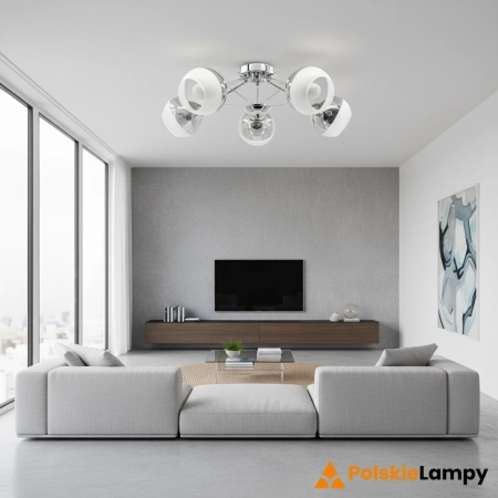 Plafon chromowany szklany 5-punktowy 60cm 1018/5 8C z serii LAGUNA - Lampy Elem