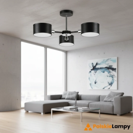 Plafon loft czarny chromowany 3-punktowy 3020/3 BL 8C z serii CELTIC - Lampy Elem