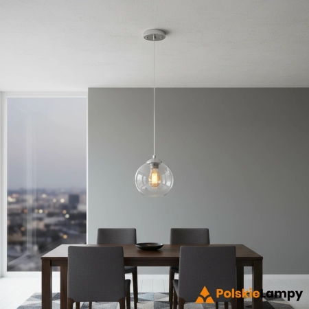 Lampa wisząca szklana chromowana 14cm 8182/1 8C BL z serii ATENA - Lampy Elem