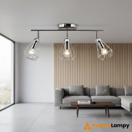 Plafon sufitowy chromowany 3-punktowy metalowy 8414/3 8C z serii MALIBU - Lampy Elem