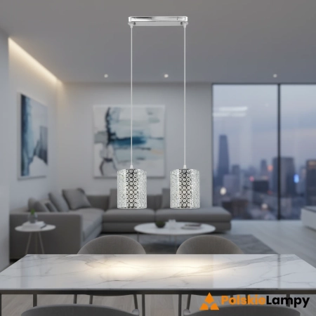 Lampa wisząca chromowana kryształowa 2-punktowa 5010/2 8C z serii ASTER - Lampy Elem