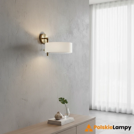 Kinkiet mosiężny z białym kloszem 30cm DRS8006/1 z serii ANTILA - Lampy Elem