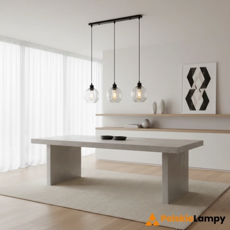Lampa wisząca czarna szklana 3-punktowa 8182/3 BL z serii ATENA - Lampy Elem