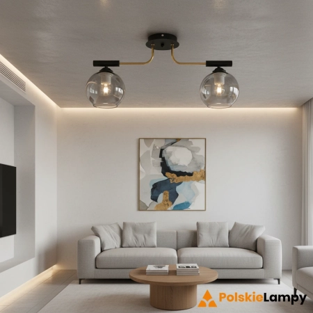 Plafon loft czarno-złoty 2-punktowy 62cm 2207/2 BL TR z serii BOLD - Lampy Elem