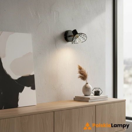 Kinkiet loft metalowy czarny z miedzianym detalem 8631/1 BL CO z serii FELIX - Lampy Elem