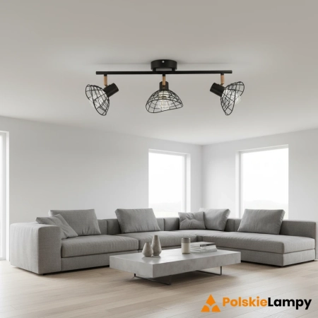 Lampa sufitowa loft czarna metalowa 3-punktowa 8631/3 BL CO z serii FELIX - Lampy Elem