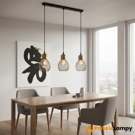 Lampa wisząca loftowa czarno-miedziana 3-punktowa 1998/3 BL CO z serii EDISON - Lampy Elem