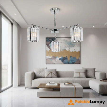 Lampa sufitowa chromowana szklana 3-punktowa 1860/3 z serii ROMA - Lampy Elem
