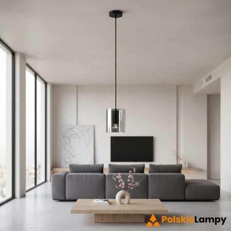 Lampa wisząca czarno-srebrna szklana 2021/1 BL 8C z serii LARA - Lampy Elem