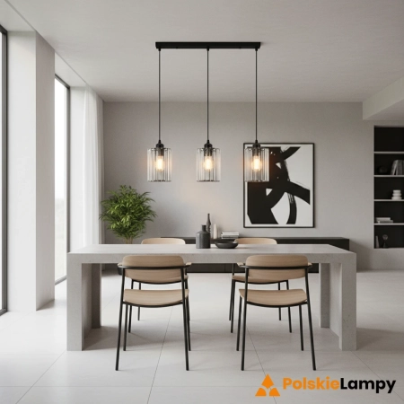 Lampa wisząca czarna szklana 3-punktowa 6782/3 BL z serii MODENA - Lampy Elem