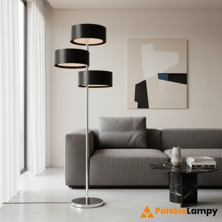 Lampa podłogowa metalowa chromowana 3-punktowa DRS8006/3F 8C BL z serii ANTILA - Lampy Elem