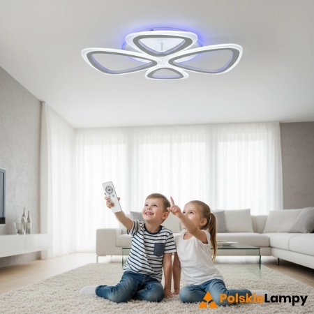 Plafon LED biało-szary z pilotem DRS2013 WH z serii OSLO - Lampy Elem