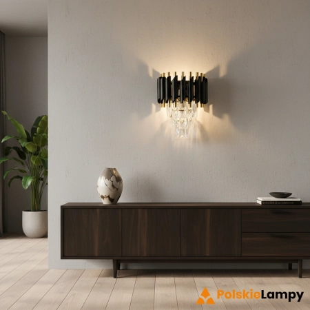 Kinkiet glamour czarno-złoty metalowy 6260/1 z serii TOLEDO - Lampy Elem