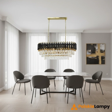 Żyrandol glamour metalowy złoto-czarny 80cm 6260/8 z serii TOLEDO - Lampy Elem