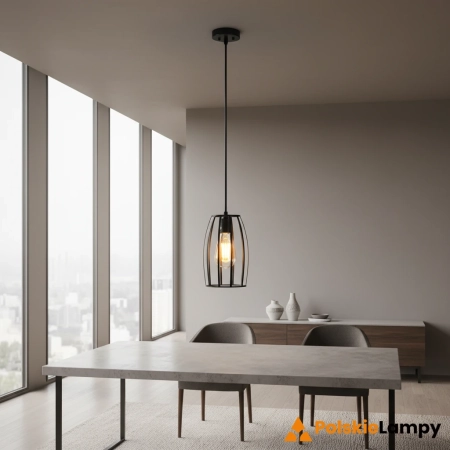 Lampa wisząca metalowa czarna 1-punktowa 7767/1 BL z serii ARES - Lampy Elem