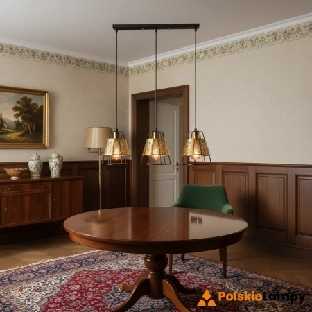 Lampa wisząca metalowa czarno-złota 3-punktowa 9318/3 z serii LUGO - Lampy Elem